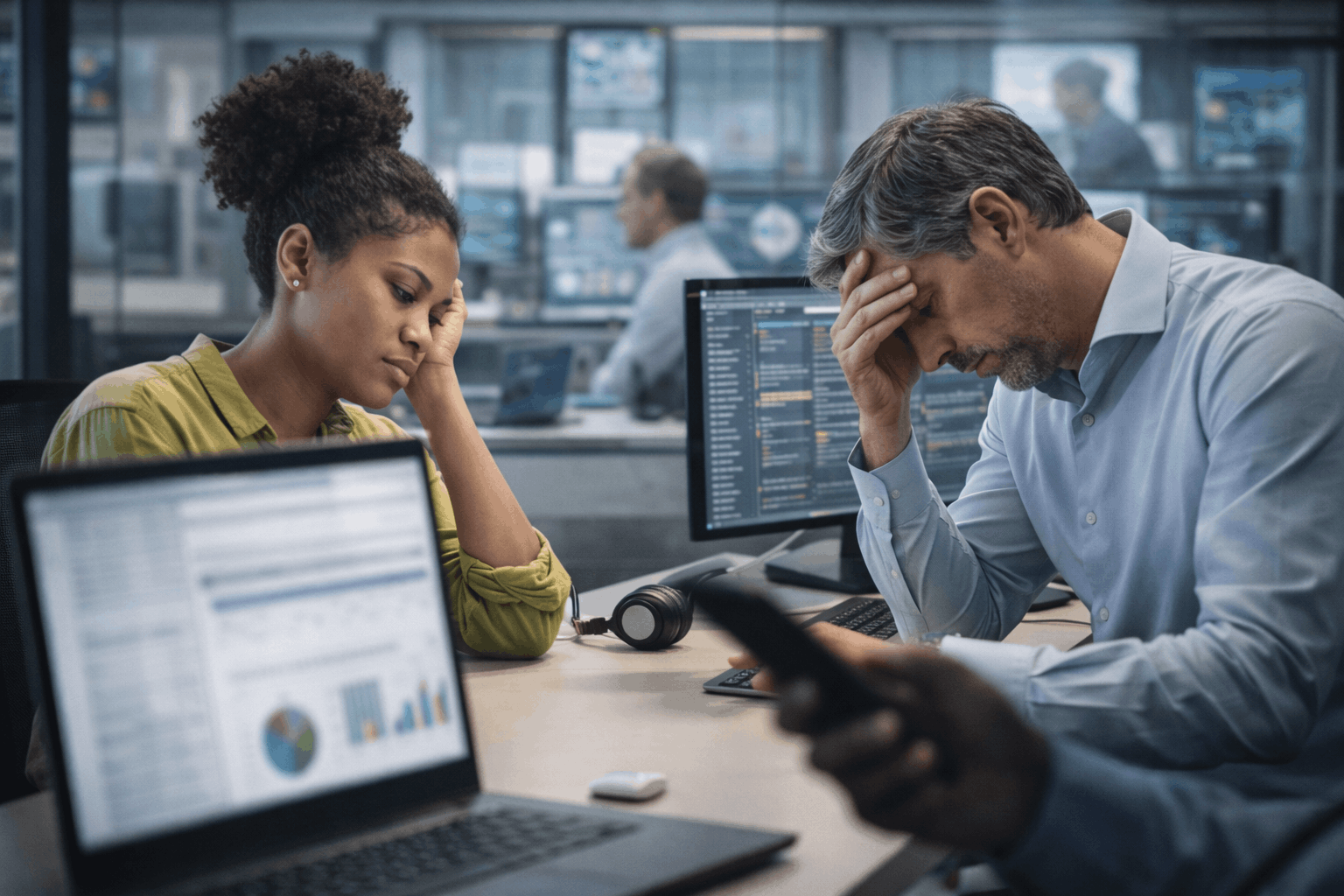 Team struggling to make progress together, representing CRM initiatives slowed by unclear ownership and limited capability.